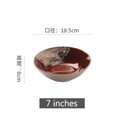 Retro Ceramic tableware dinner plate retro tableware western-style steak Cake fruit bread plate household dish sets: 7 inches bowl