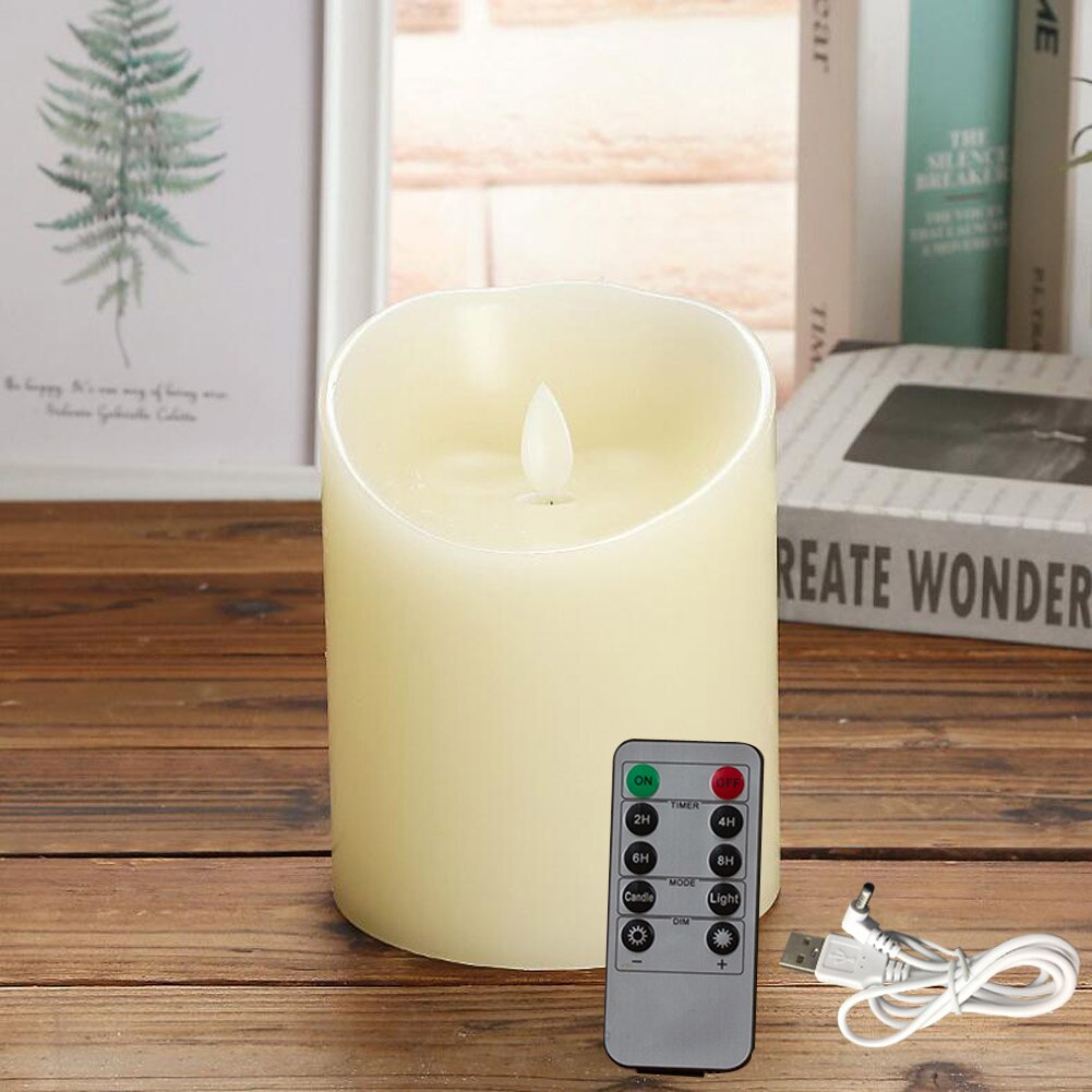 Rechargeable Candles Lights, LED Flameless Candles Smooth Flickering Candle Light with Timer Remote Control for Home Decoration: 1pcs 7.5x10cm RC