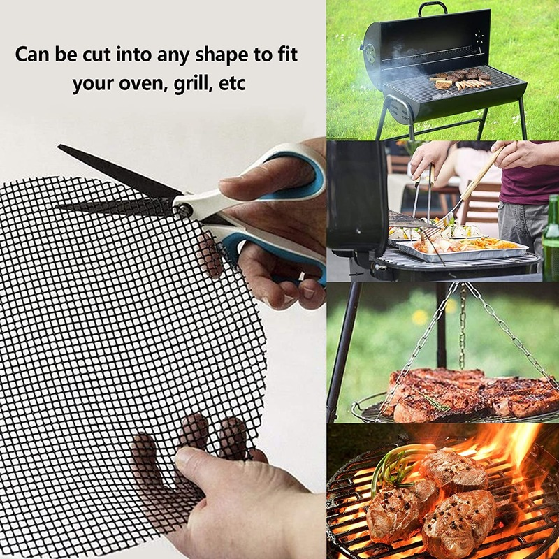 Heat-resistant Silicone Baking Pan Mat Hollow Grid Grilling Mat BBQ Mesh High Temperature Resistant Baking Sheet Barbecue Net