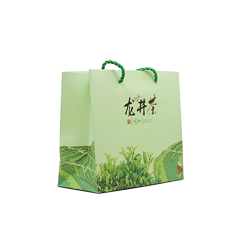 Xin Jia Yi emballage papier sac avec artisanat papier poignées sac carré fournisseur en chine 22cm taille sac à thé blanc: 23cm x 11cm x 25cm / green