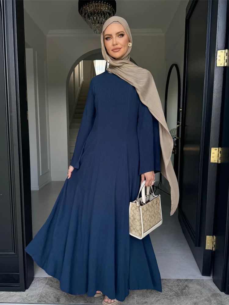 Ramadán Modesto Abaya Dubai islámico musulmán Kaftan vestido ropa de oración mujeres Vestidos Para Mujer bata caftán Marocain Mujer: XL / Azul