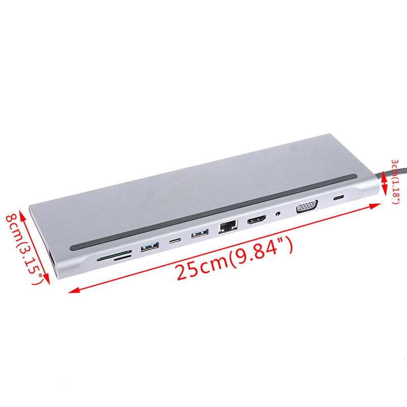 11 em 1 usb tipo c hub adaptador portátil docking station vga rj45 pd para macbook hp lenovo superfície compatível thunderbolt 3