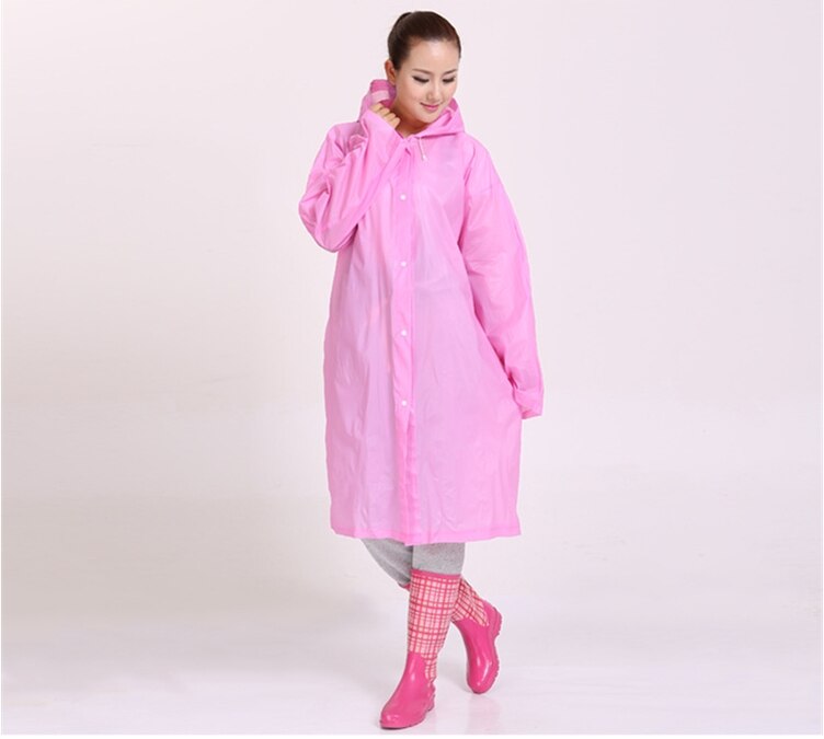 Long Use Rain Coat Women EVA Transparent Raincoat Poncho Portable Environmental Light Raincoat: Pink