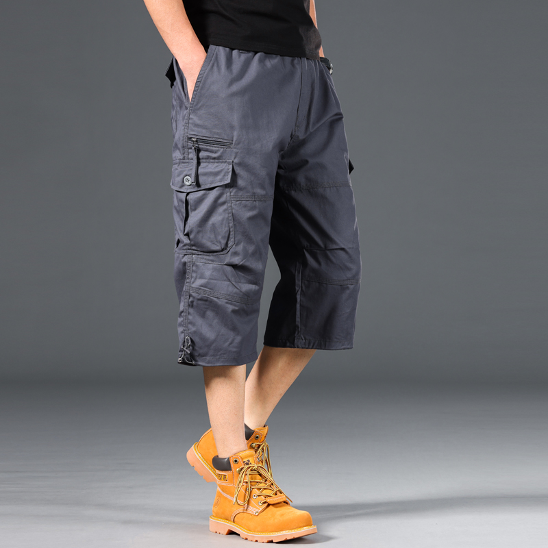 Short d'été ample et décontracté pour hommes, tendance, taille élastique, grande taille, jogging en plein air, pantalon de survêtement multi-poches: 5XL / GRIS