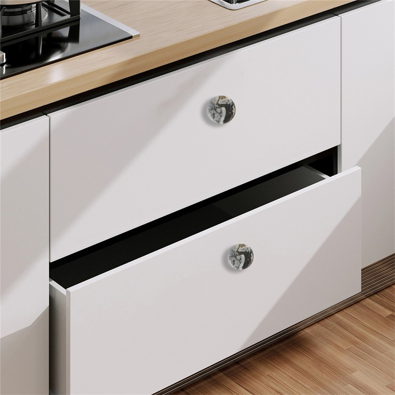1pc Cylinder Cabinet Wardrobe Door Handle Drawer Aluminum Alloy Artificial Marble Handle