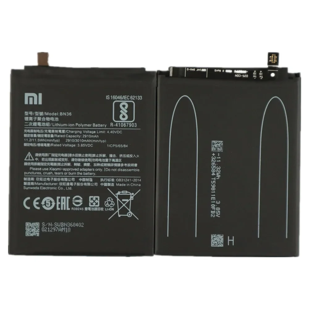 Years BN36 Original Battery For Xiaomi Mi 6X A2 Mi6X MiA2 3000mAh Phone Batteries Bateria Fast + Tools