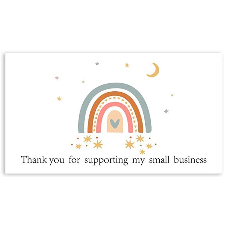 Rainbow Thank You Card For Supporting My Small Business Happy mail Thank You sticker Labels for Birth days Christmas decor: Card A 50pcs