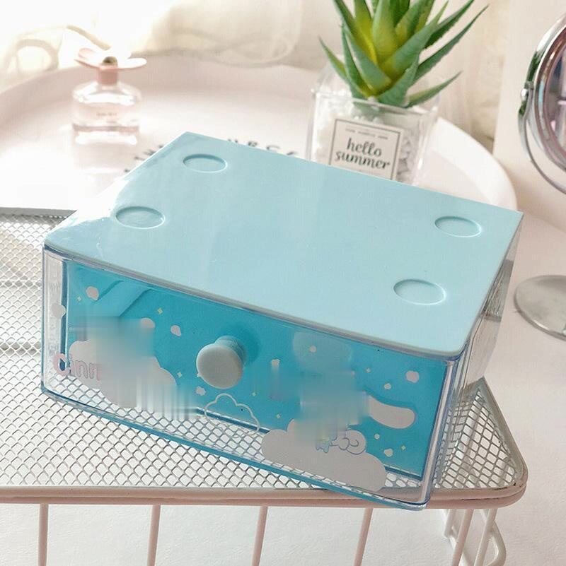 Śliczne Anime kreatywne pudełko na kosmetyki Cartoon Stars śliczne szuflada schowek torba na kosmetyki dziewczyny Kawaii pulpit sypialnia plastikowy Organizer: Cinnamoroll