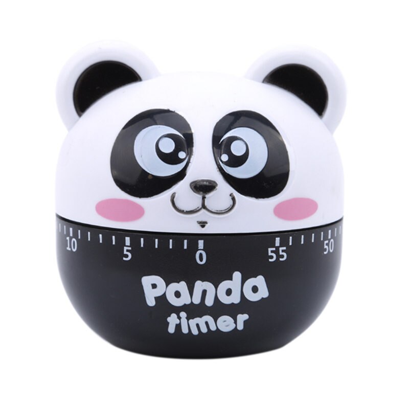 Användbar kristallmekanisk 60 minuters panda timer inga batterier krävs köksredskap: Svart