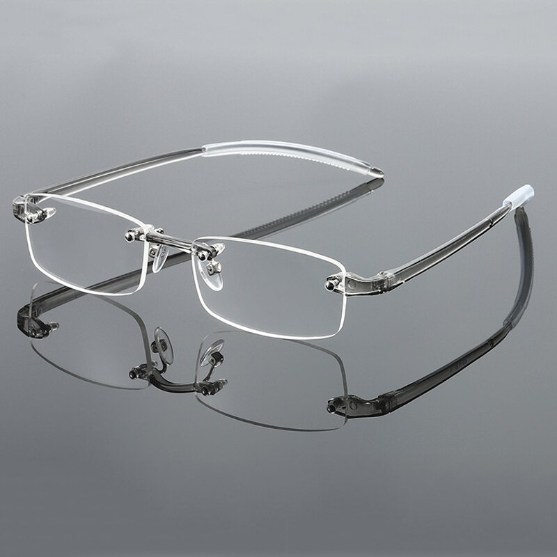 Frameless Blue Light Blocking Reading Glasses Men Women Rimless Hyperopia Eyeglasses Diopter +1.0 +1.5 +2.0 +2.5 +3.0: +100 / gray