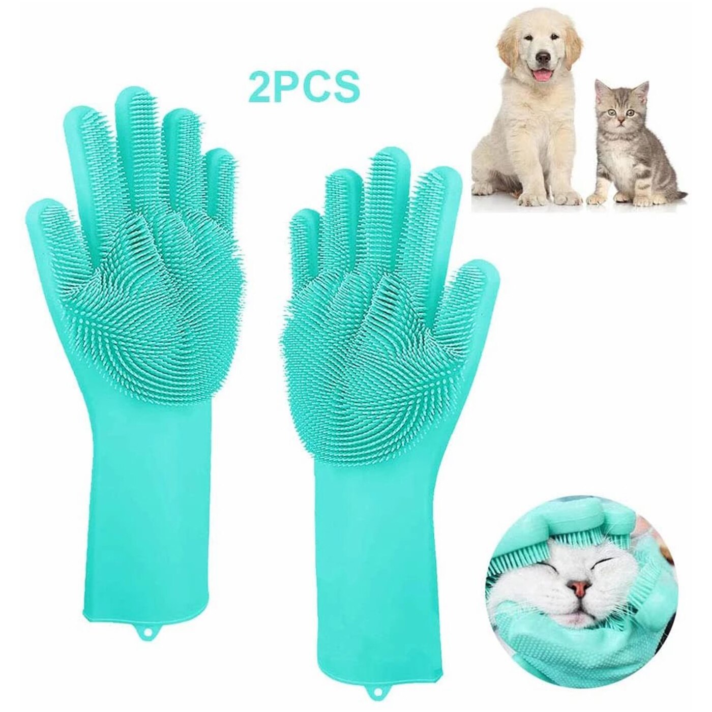 Guantes de limpieza para el Baño de mascotas, esponja de silicona para quitar el vello de perros y gatos, limpiador mágico para lavar platos