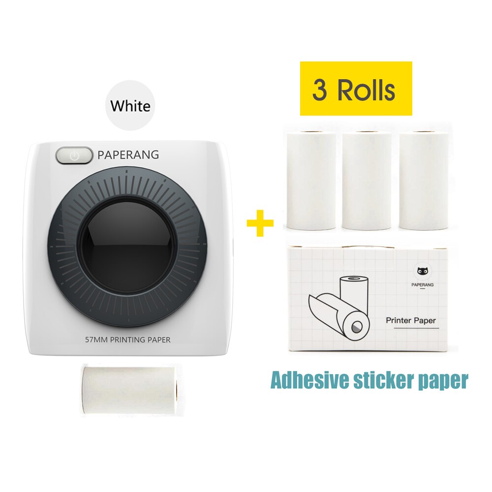 Paperang P2 Pocket Printer 300Dpi Bt Draadloze Printer Draagbare Thermische Printer Voor Foto Compatibel Met Android Ios Windows Mac: White-3 Sticker