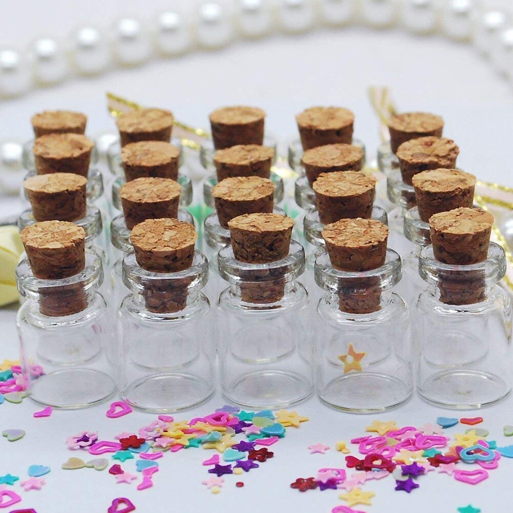 50 Stuks 0.5Ml Mini Glazen Flessen Delicate Kurk Wens Flessen Diy Miniatuur Flessen Favor Leuke Kleine Glazen Potten