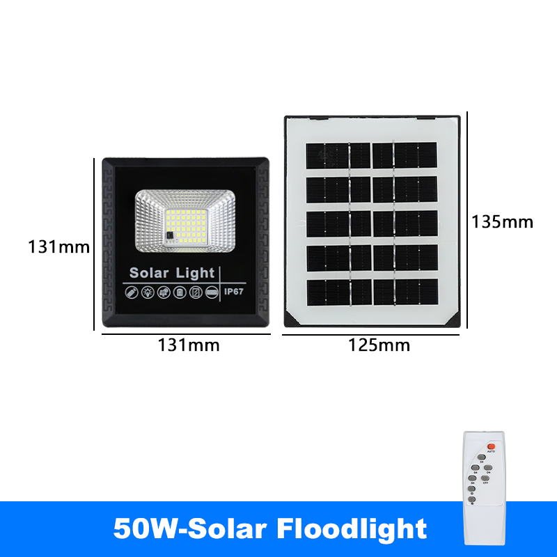 LED Solar Light Outdoor 50W 100W 200W 300W 500W Afstandsbediening Waterdicht IP67 LED Zonne-energie Spotlight Villa Straatverlichting: Default Title