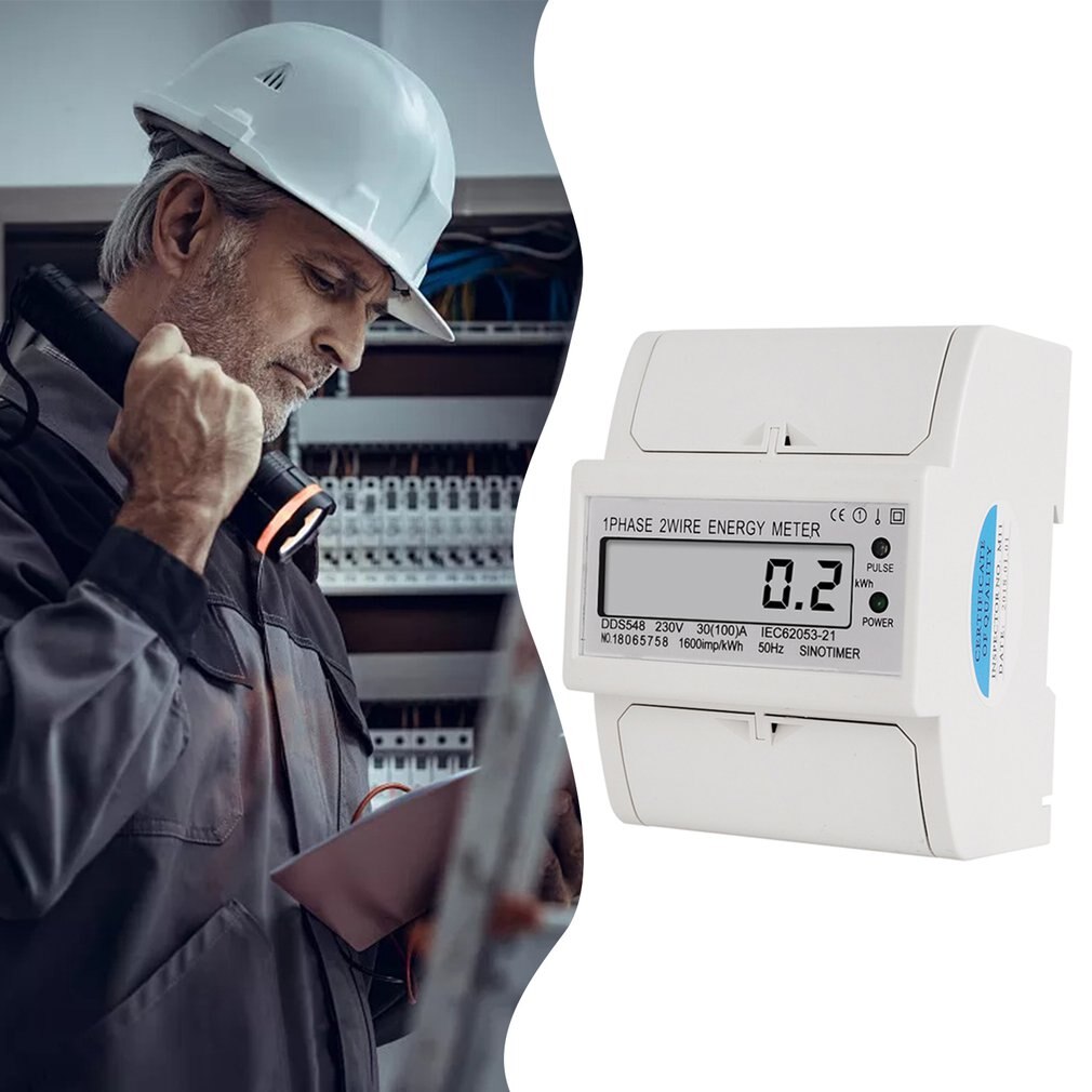 DIN Rail Mount AC 380V 5-100A Three Phase 2 Wire Digital Power Meter Electricity Cost Measuring Meter