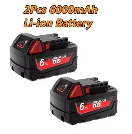 6,0 Ah M18 Akku für Milwaukee 18 V Li-Ion M18B5 48-11-1860 48-11-1850 48-11-1840 48-11-1830 48-11-1820 Ersatzbatterien: Lila
