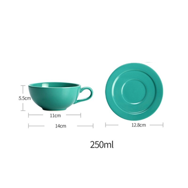 250ML Ceramic Coffee Mug With Saucer Colourful Vintage Coffee Cup Set Cappuccino Cups Mocha Tea Milk Drinking Utensils