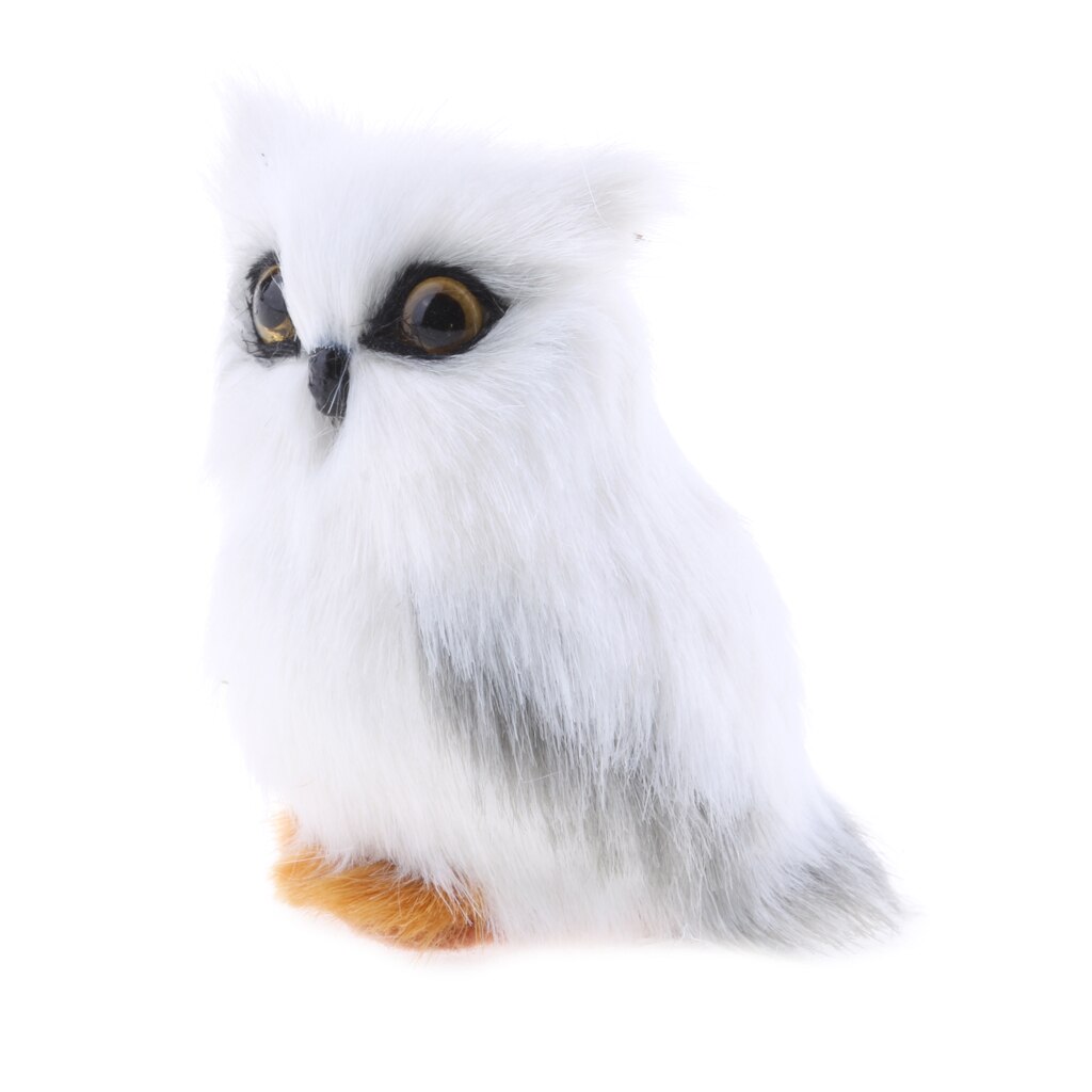 Artificial Feathered Owl Christmas Ornament Decor Adornment Simulation White