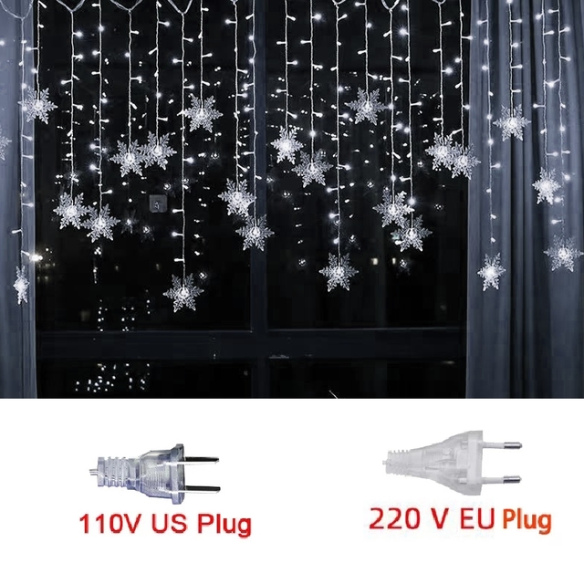Weihnachten Schneeflocken LED Lichterketten Blinkende Fee Vorhang Lichter Wasserdicht Für Party Hochzeit Weihnachten Dekoration: changeable / US-Stecker