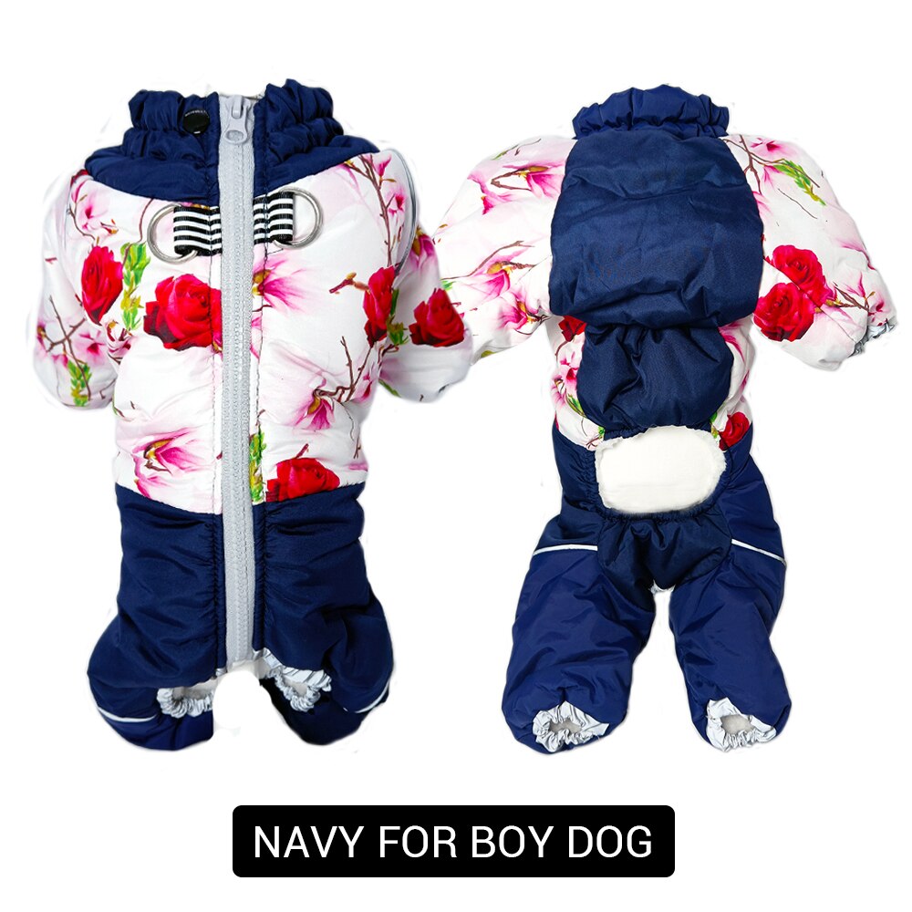 Mädchen/Junge Hund Winter Schneeanzug Wasserdicht Winddicht Winter Jacken für Hunde Weiche Verdicken Vlies Futter Winter Hund Kleidung Overall: Marine Pro Junge Hund / 12