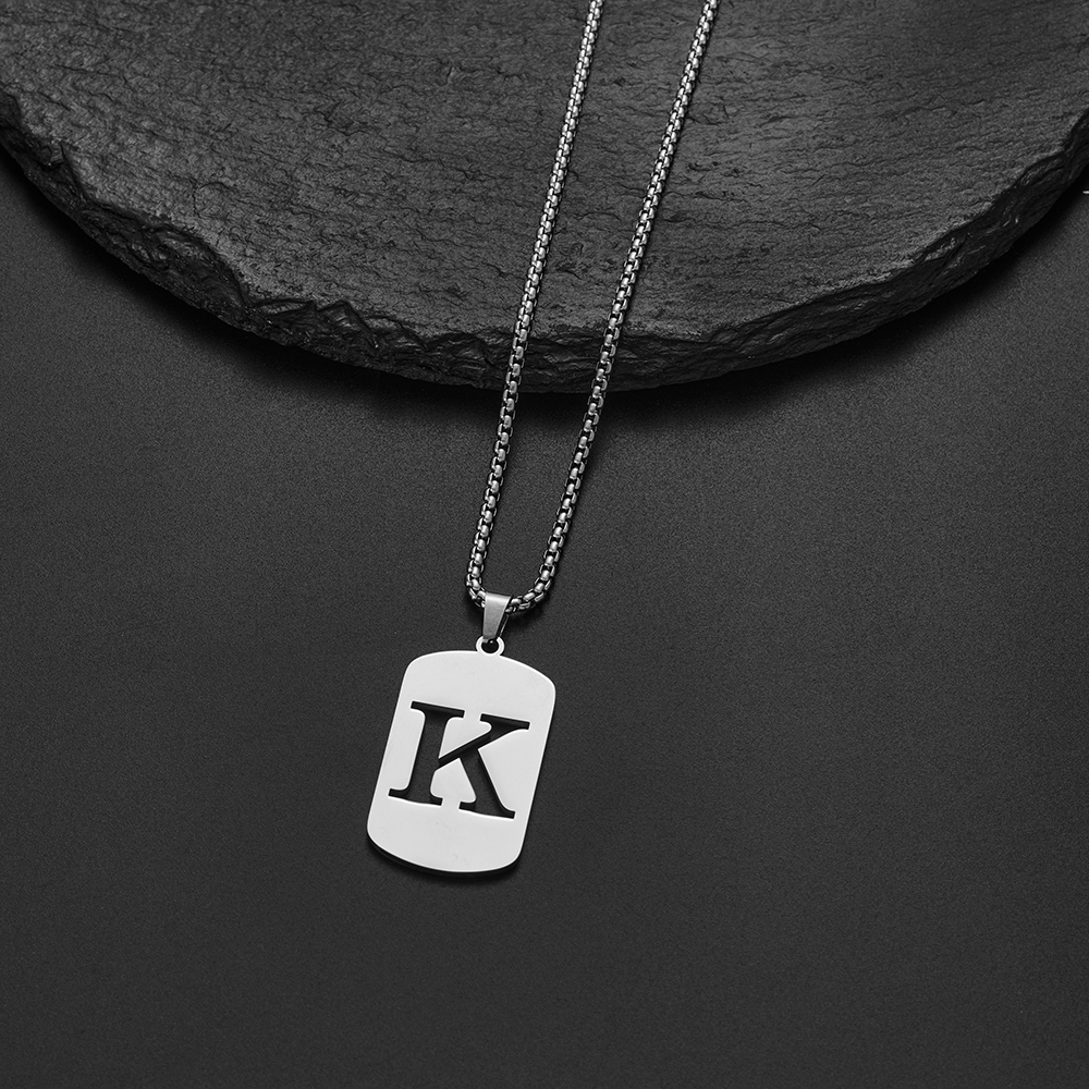 Collar con colgante de letras del nombre inicial para Hombre y mujer, joyería de acero inoxidable con A-Z del alfabeto, delicado, 2024: PLATEADO