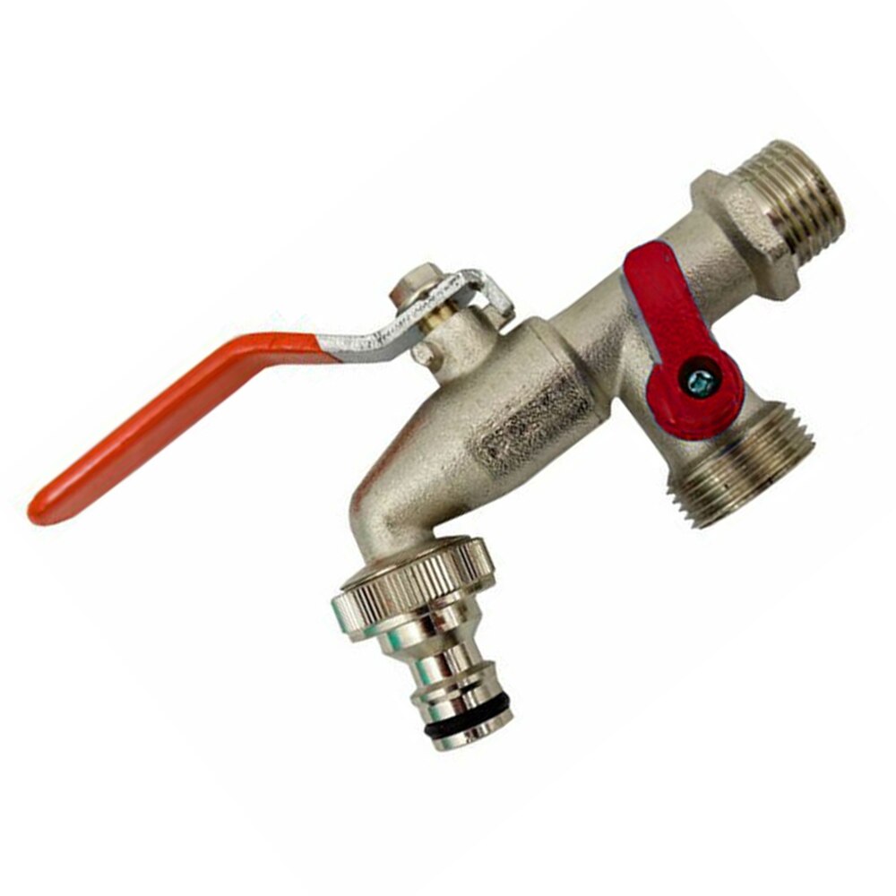 Garden Outdoor Tap Valve Anti-rust Brass Tap Connector Faucet Double Outlet 1/2inch BSP For Hozelock