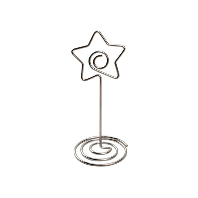 5pcs Silverheart Round Star Shape Pattern Table Number Name Card Holders Memo Note Clip Photo Stand For Wedding Party Decor: star