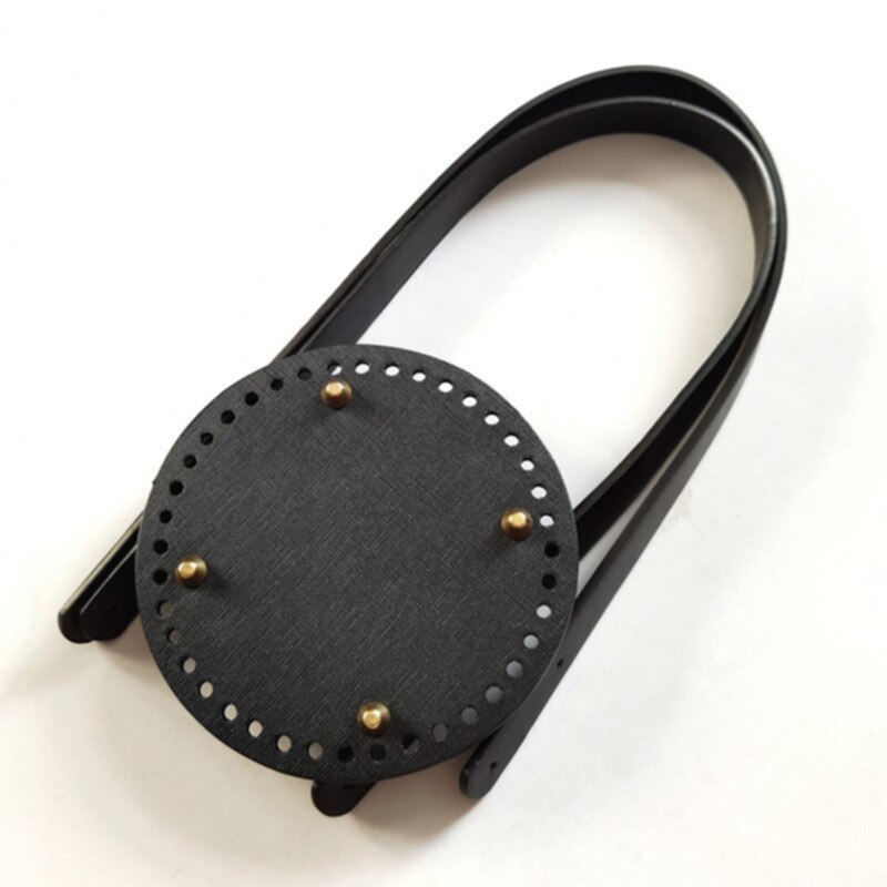 Leather DIY Hand Bag Kit Bags Accessories Bottom With Holes Rivet For Knitting Bag Handbag DIY Bag Base Strap Homemade: Black 15cm Round