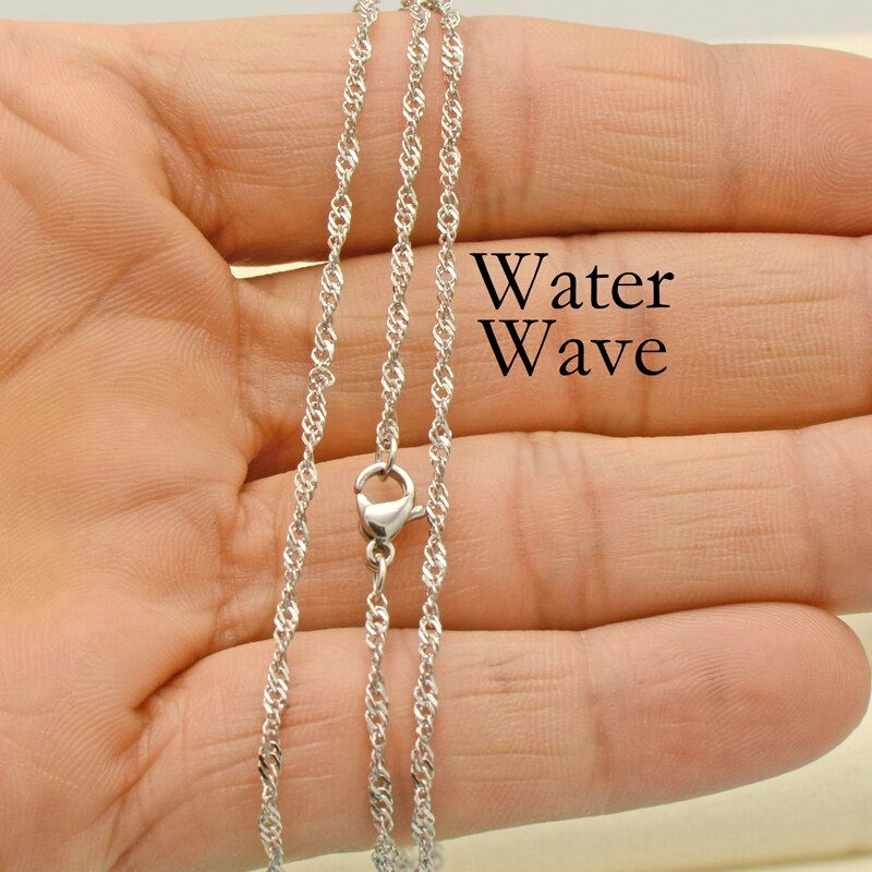 20 pcs - Water-wave Chain Necklace, Stainless Steel Waterwave Twist Chain Necklace 16 18 20 22 24 inch for Women Jewelry