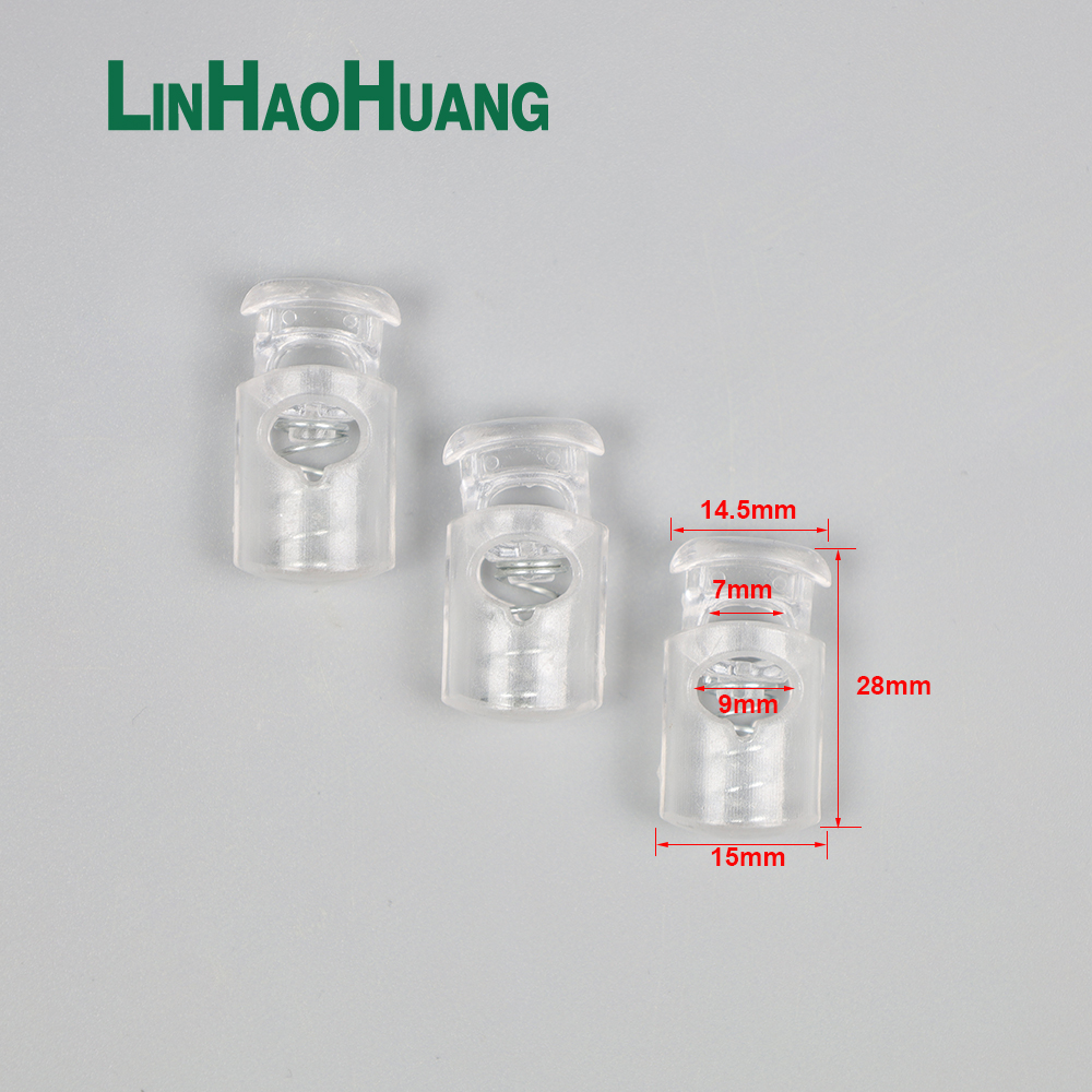 100pcs Cord Lock Plastic Stopper Cord End Toggle Clip Transparent Clear Frost Sportswear Shoelace DIY Bag Parts Accessories