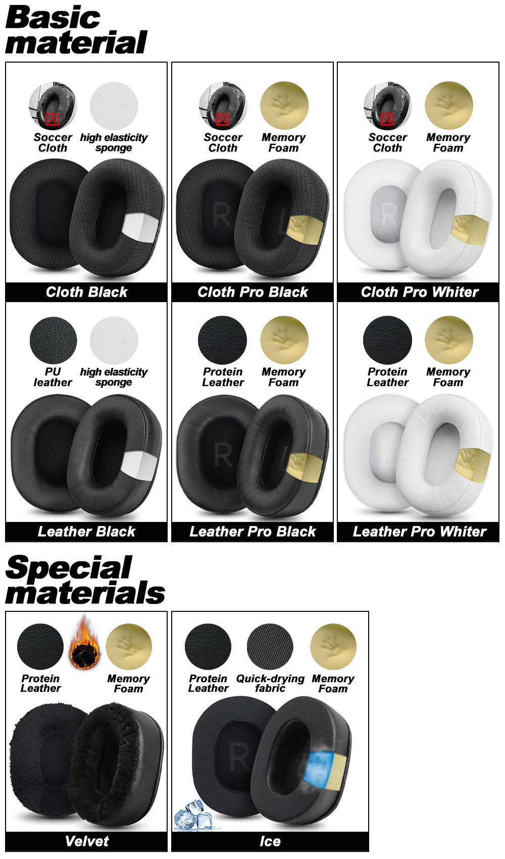 Replacement Foam Ear Pads for MCHOSE V9 S9 PRO,V9 PRO S9 PRO mchose x9 Headphones memory foam Earpads Protein Leather