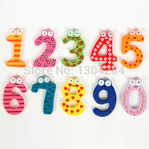 10 unids/set Número de madera 0-9 preciosa nevera juguete de imanes para los niños de los niños