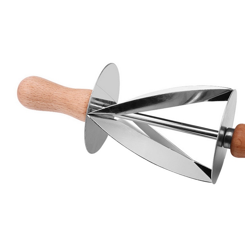Upspirit taglierina in acciaio inossidabile per la produzione di cornetti Pannello ruota pasta coltello da pasticceria manico in legno coltello da cucina