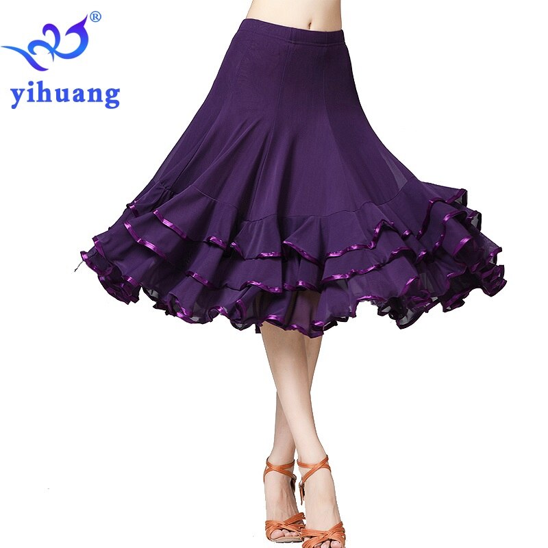 Women Ballroom Dance Skirt Performance for Tango Waltz Modern Standard Foxtrot Quickstep Dance Skirt Competition Party Dance: Purple
