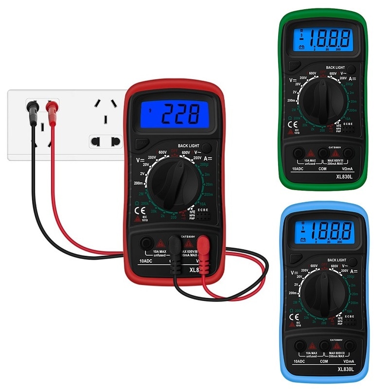 Håndholdt digitalt multimeter lcd-baggrundslys bærbart ac / dc-amperemeter voltmeter ohm spændingstester meter multimetro  xl830l