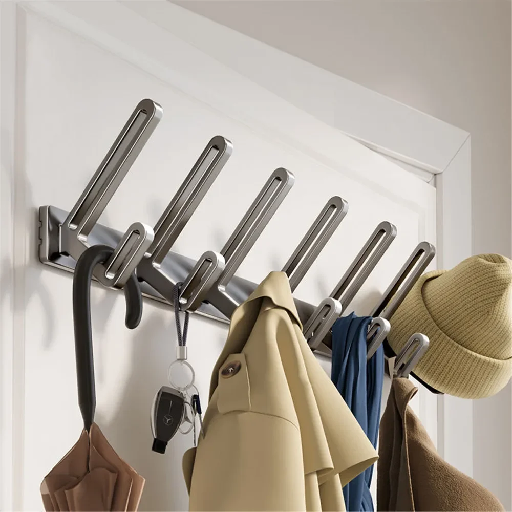 Perchero de aluminio con 7/8 ganchos, perchero largo montado en la pared para ropa, colgador para sombrero, organizador de llaves, ganchos para dormitorio, sala de estar y baño