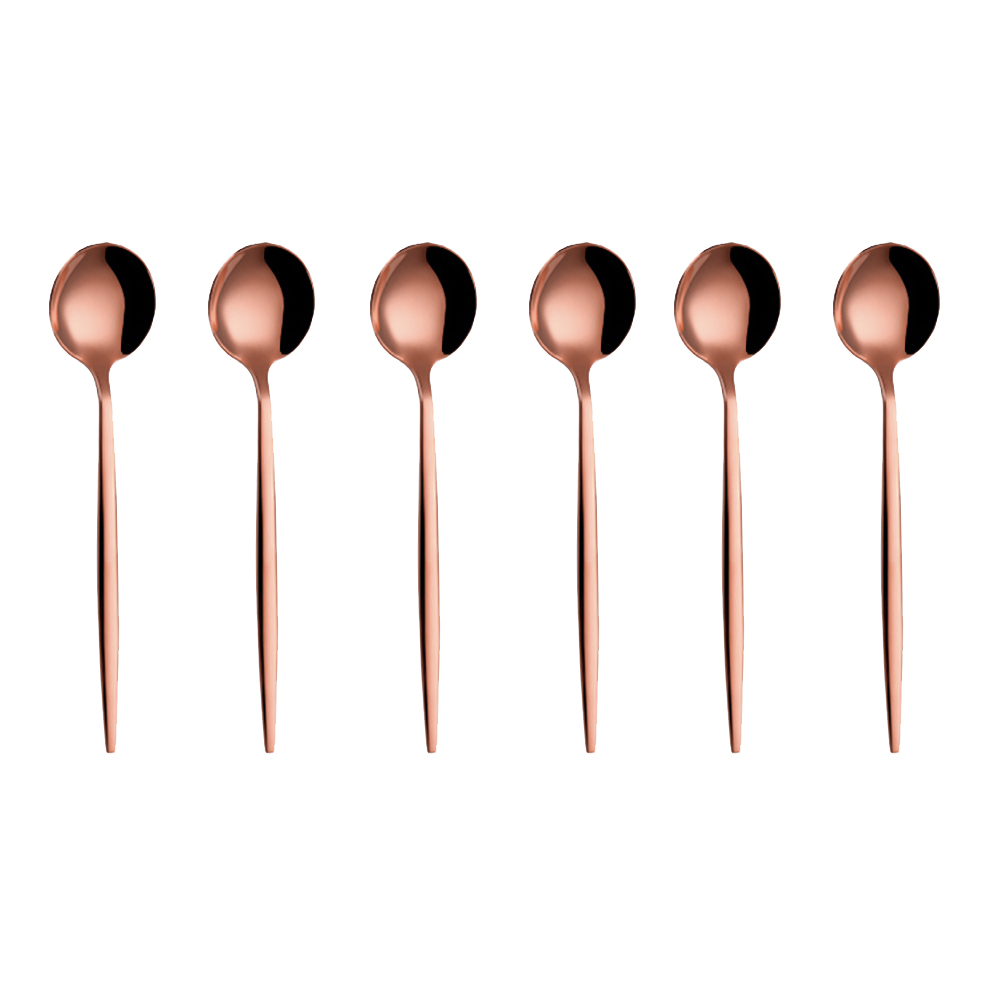 Cuillère à café dorée en acier inoxydable, 6 pièces, cuillères à café, gâteau glacé, Dessert, ensemble de cuillères, vaisselle en argent, couverts de fête: Rouge