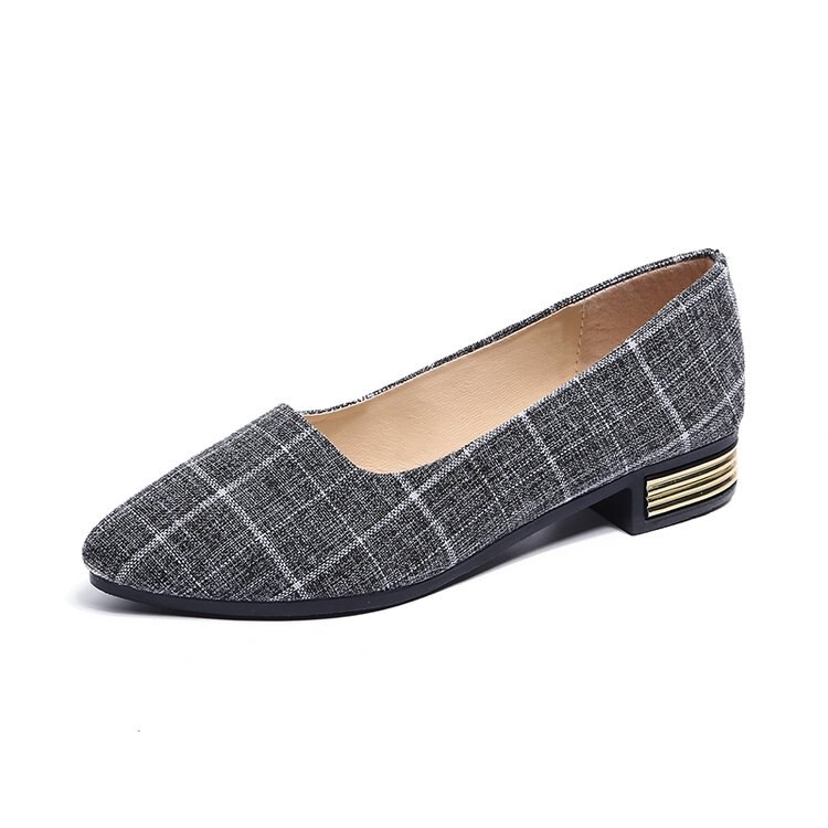 Lente Zomer Vrouwen Flats Goud Hakken Flats Lage Hakken Slip Op Schoenen Katoen Puntschoen Gestreepte Vrouw Schoenen Zapatos Mujer 6569: Grijs / 8.5