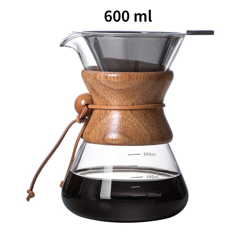 400ML/600ML Handmade Coffee Pot Coffee Maker Coffee Pot Espresso Coffee Machine with Stainless Steel V60 Filter Pot: 600ML with Filter