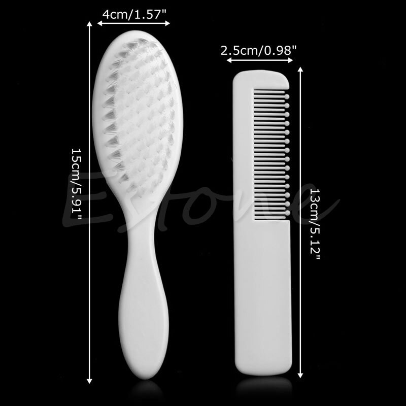 2 pçs branco segurança macio bebê escova de cabelo conjunto infantil pente grooming chuveiro design pacote kit quente!