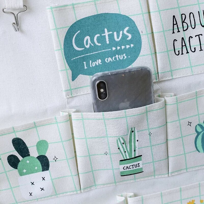 Kaktus garderobe væghængende organisator opbevaringspose indeholdende legetøj dekor lomme pose