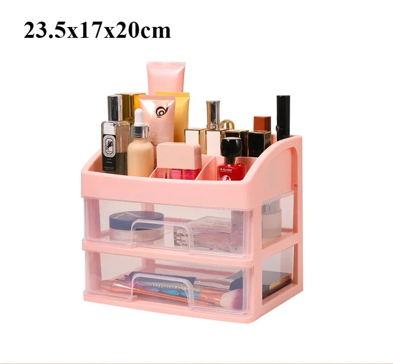 Drawer Makeup Organizer Large Capacity Plastic Makeup Storage Box Lipstick Holder Large Capacity Office Supplies Storage Box: light yellow