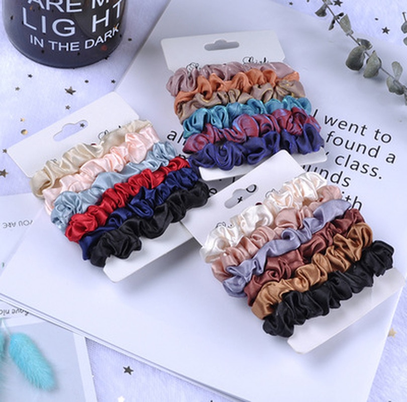 Bague de coiffure chouchou pour femmes, 6 pièces, attaches pour cheveux couleur bonbon, accessoires pour queue de cheval, pour filles
