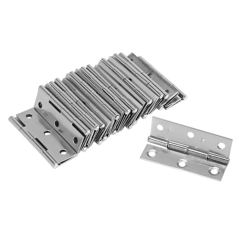 2.5 inches Long 6 Mounting Holes Stainless Steel Butt Hinges 20 Pcs (Pack of 20): Default Title
