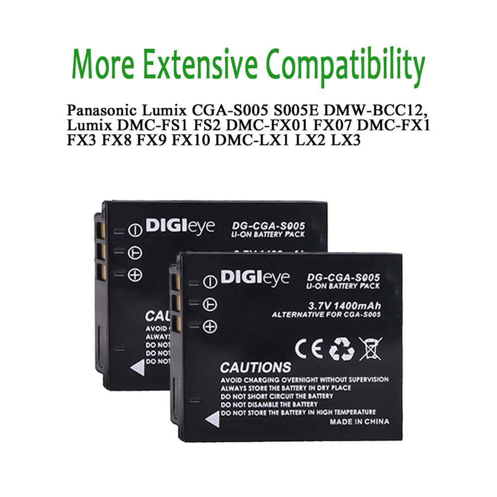 CGA-S005 S005E DMW-BCC12 Battery for Panasonic Lumix DMC-FS1 FS2 FX1 FX3 FX8 FX9 FX10 FX12 FX50 FX100 DMC-LX1 LX2 LX3