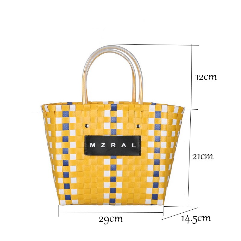 Wicker Basket Top-handle Bags Women Straw Rattan Woven Beach Handbag Totes For Female Leisure Shopping Bag