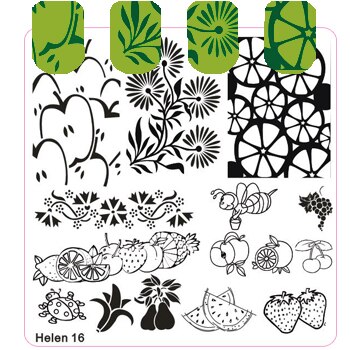 Fyrkantiga spik mallar tallrik blomma tårta flicka geometri fordon stämpling mall manikyr stämpel bild plåt: Helen 16