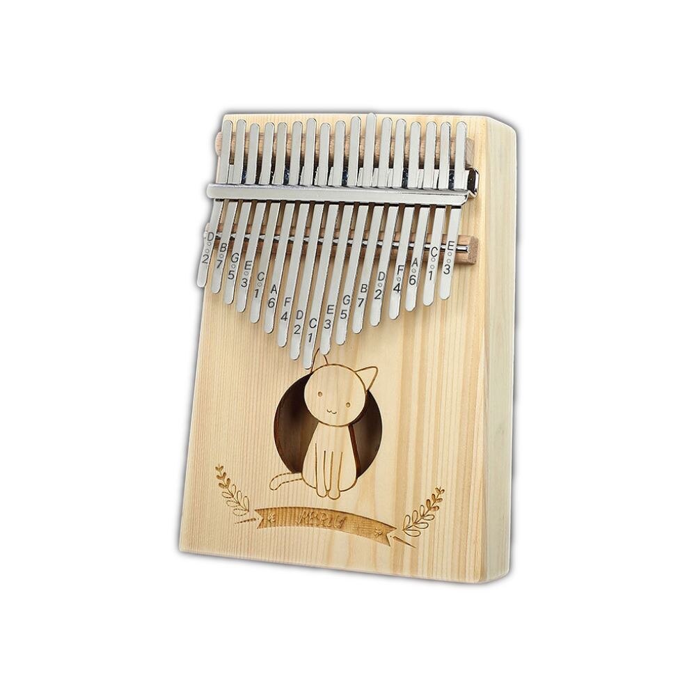17 Toetsen Duimpiano - Mahonie Kalimba - Beginners Muziekinstrument met Doekje: Lichte kat