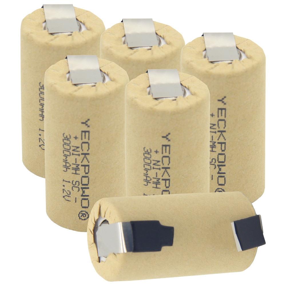 3000Mah Nimh Akkus Sub C Batterij Sc Batterijen 1.2V Solderen Tape Oplaadbare Akkumulator Lassen Tabs Voor Elektrische Boormachines