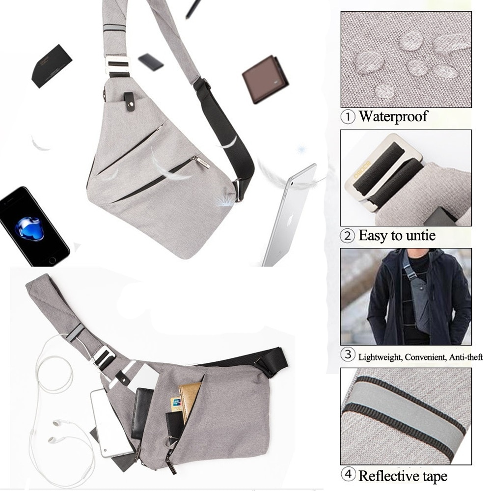 Mannen Borst Pak Zakken Mannen Enkele Schoudertassen Waterdichte Nylon Crossbody Tassen Crossbody tas Nylon Waterdichte Sling Rugzak